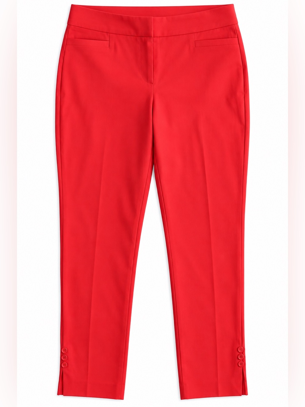 Chico’s Slim Ankle Pants Red Orange Button Detail Stretch 1R (US 8R)
